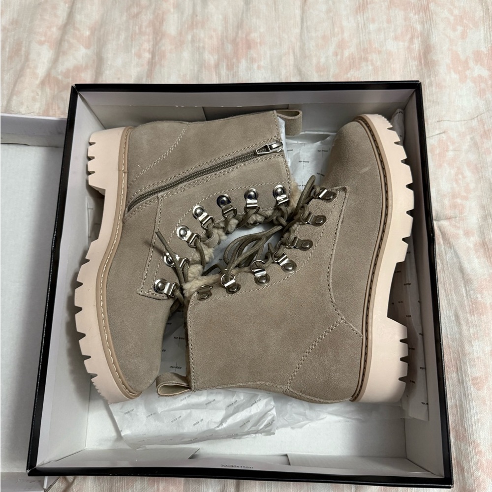 Dolce Vita Taupe Puck Combat Boots